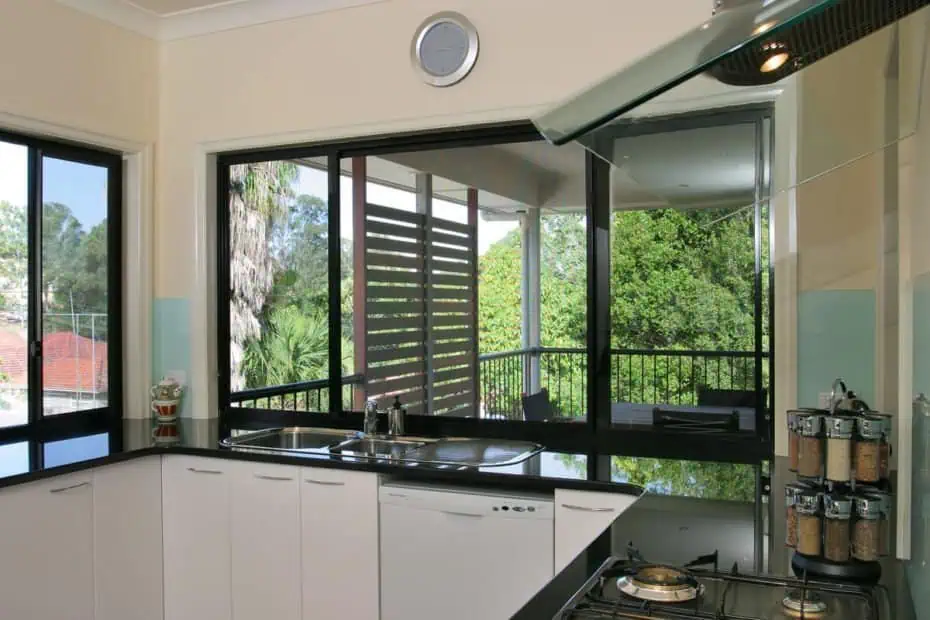 Crimsafe fixed window screen on a family home